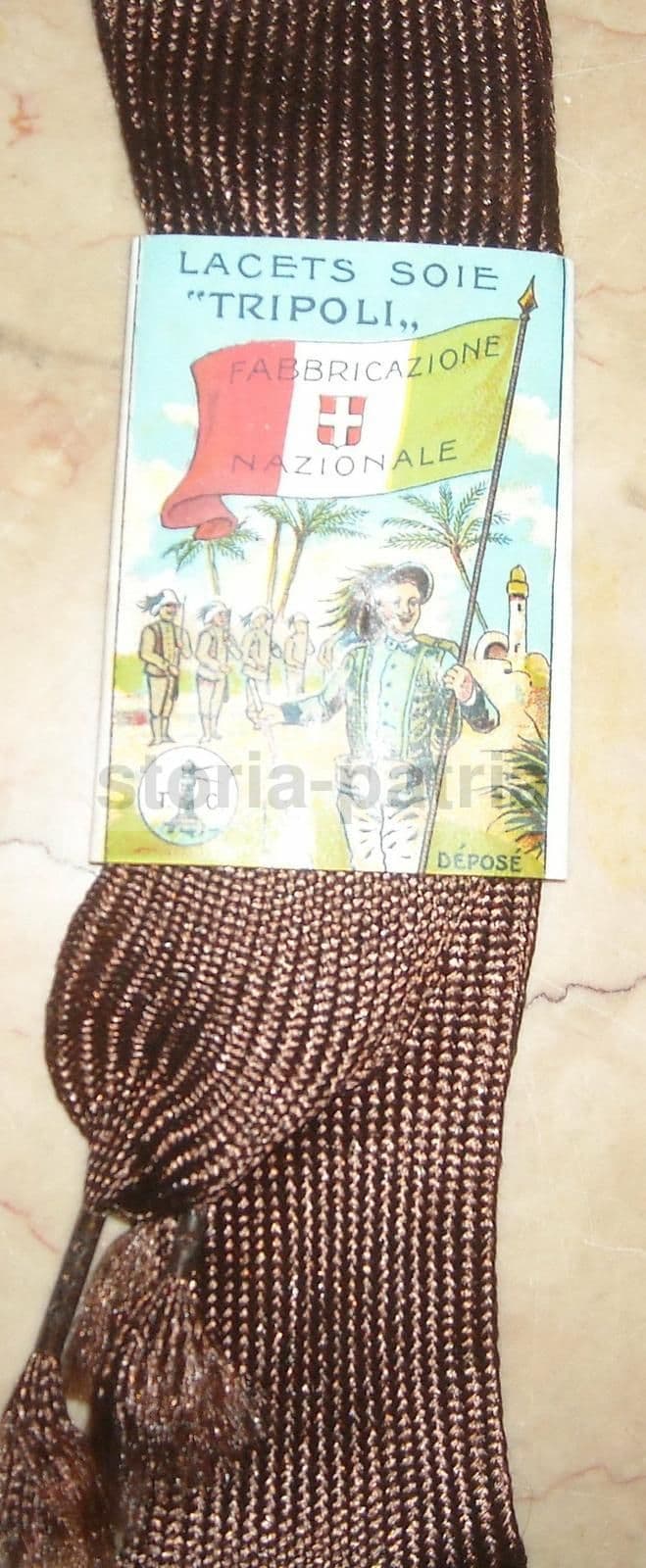 Nastro Seta Bersaglieri Tripoli Stemma Sabaudo Epoca Coloniale
