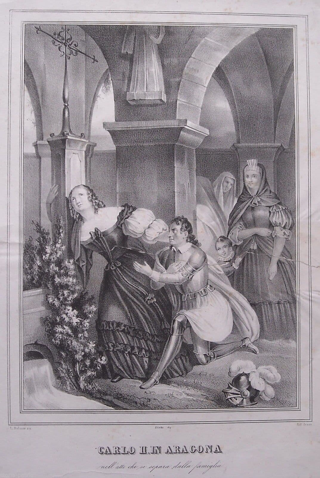 Carlo II In Aragona, Litografia Di Antonio Zezon Da Giotto, Metà XIX Secolo