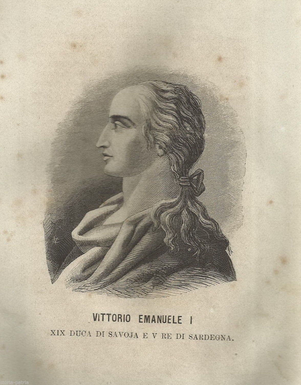 Stampa Antica Vittorio Emanuele I Re Di Sardegna Duca Di Savoia