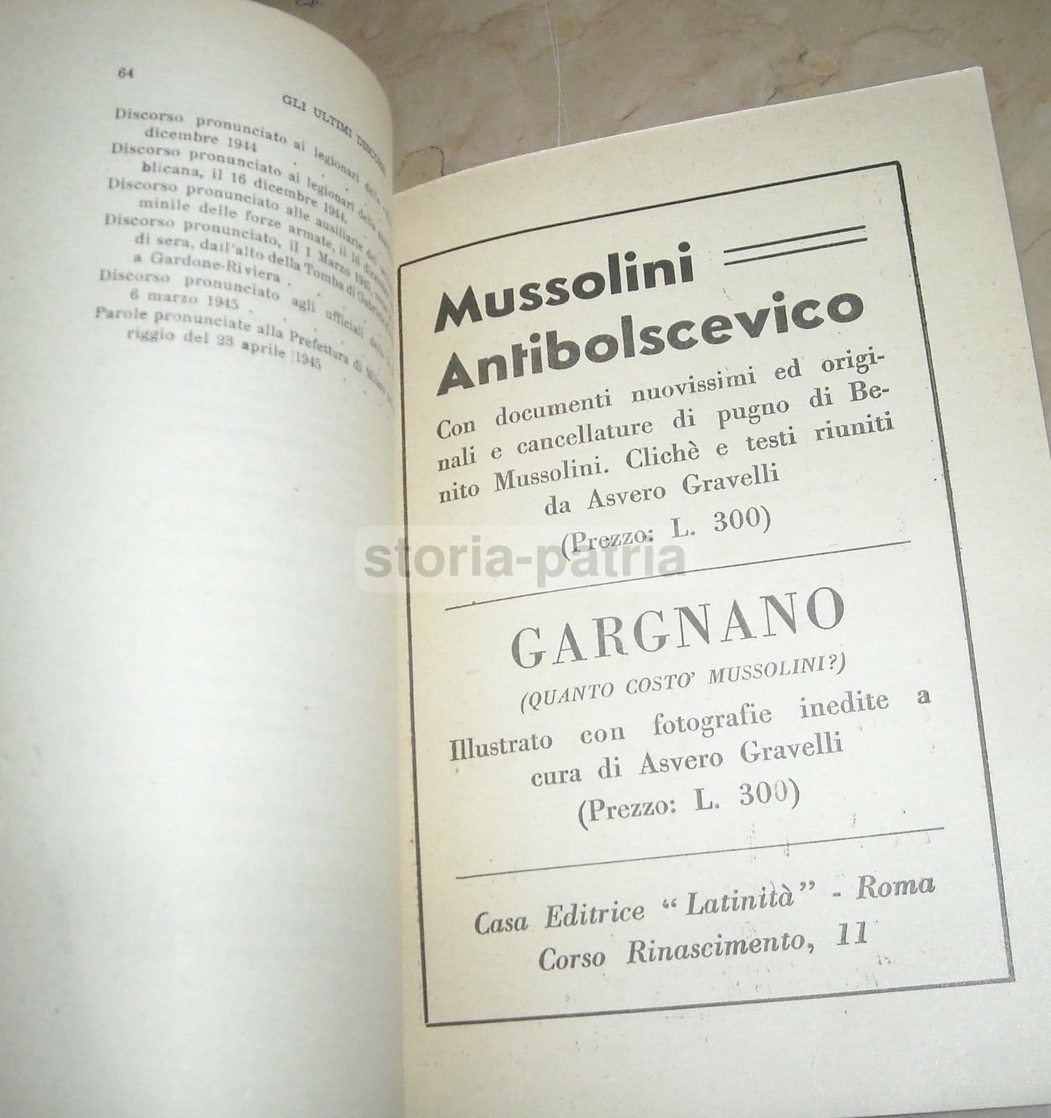 Gli Ultimi Discorsi Di Benito Mussolini 1943 1945 (RSI)