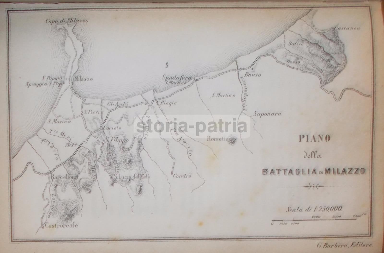 Mappa Della Battaglia Di Milazzo (1882)