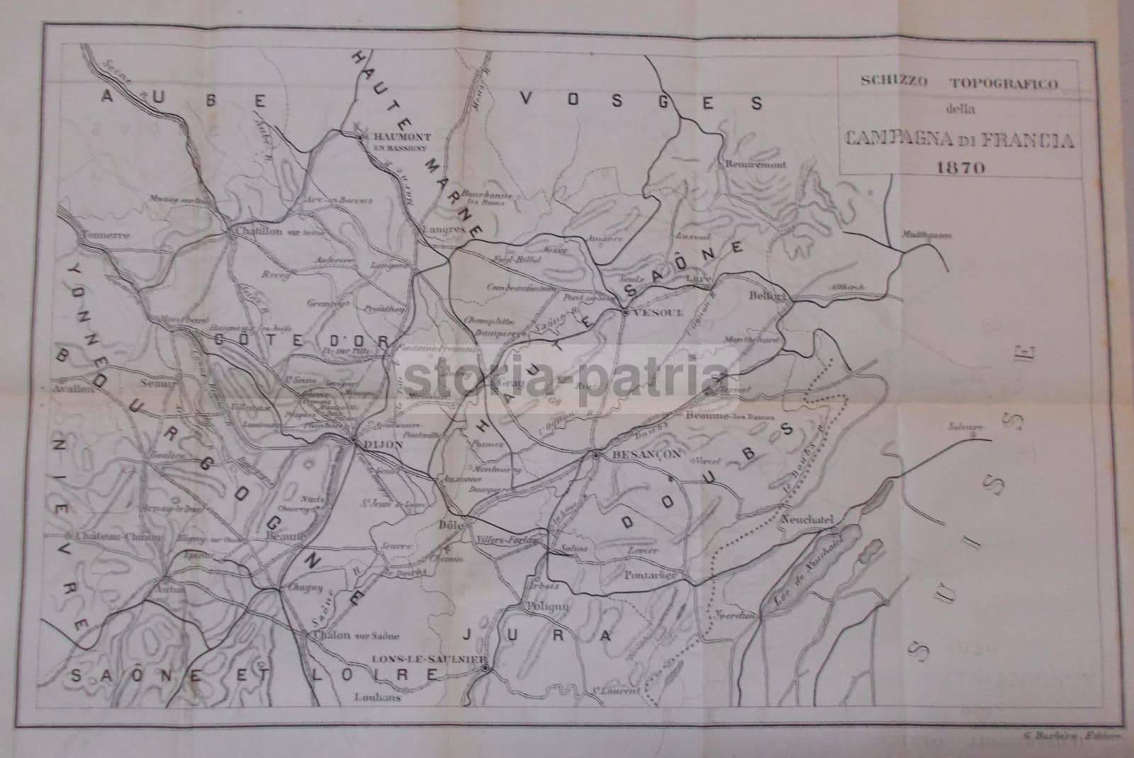 Mappa Della Campagna Di Francia (1870), Garibaldi E G. Barbera