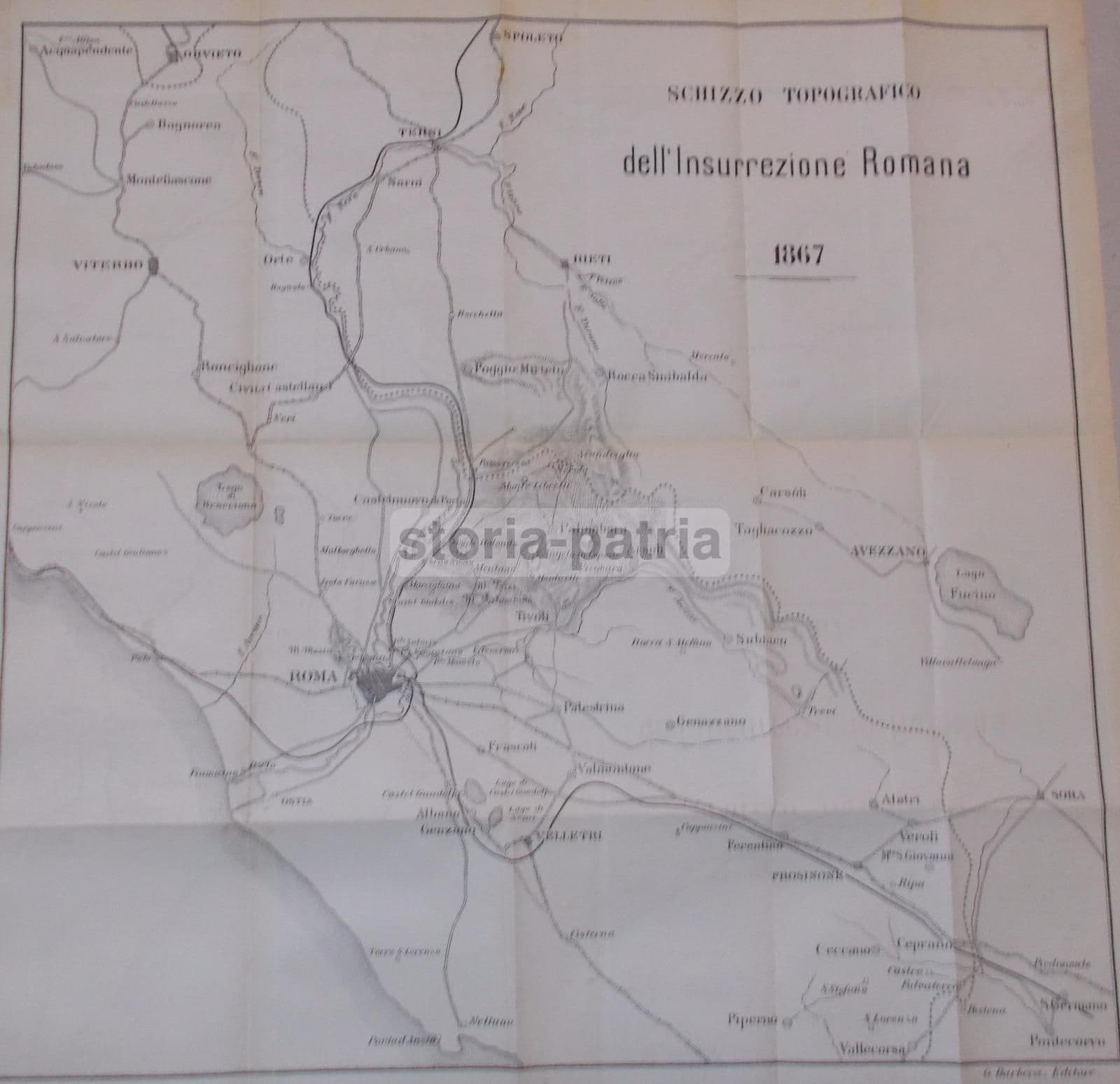 Mappa Insurrezione Romana 1867 Garibaldi Lazio Abruzzo Risorgimento