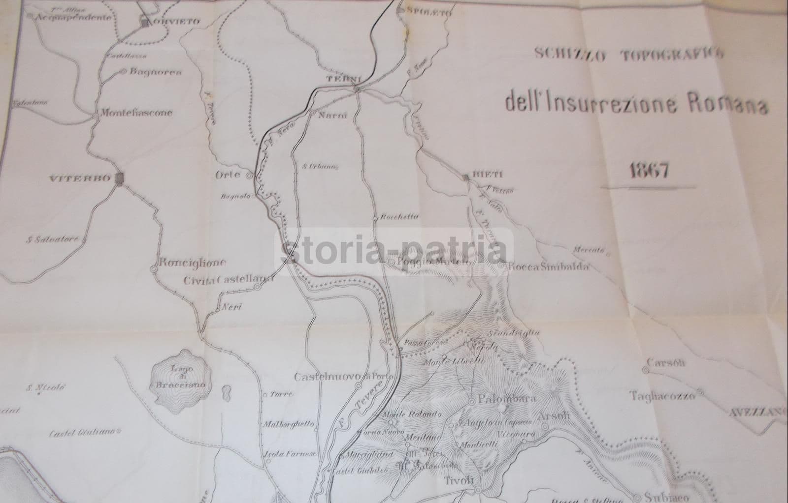 Mappa Insurrezione Romana 1867 Garibaldi Lazio Abruzzo Risorgimento