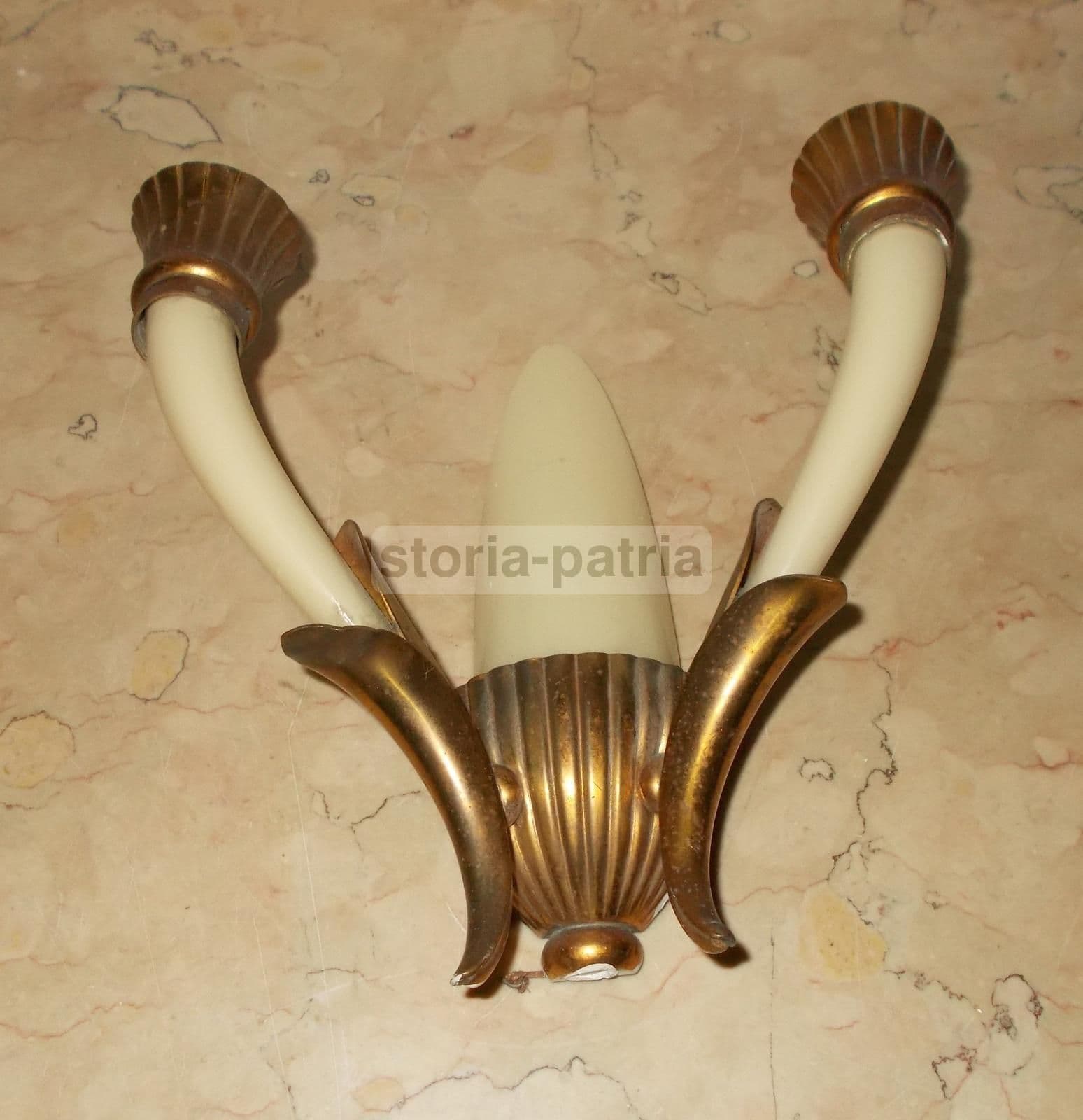 Applique Vintage Anni '50 In Ottone Dorato Stile Giò Ponti