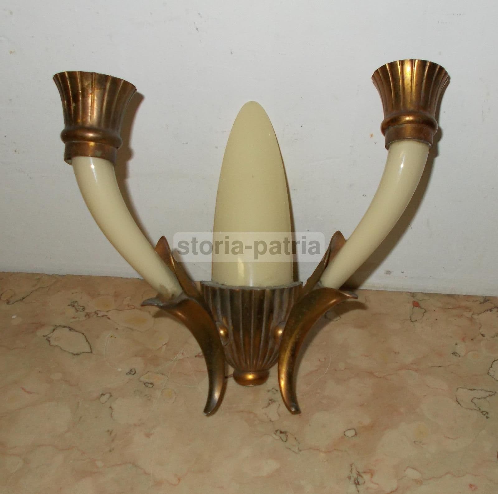 Applique Vintage Anni '50 In Ottone Dorato Stile Giò Ponti