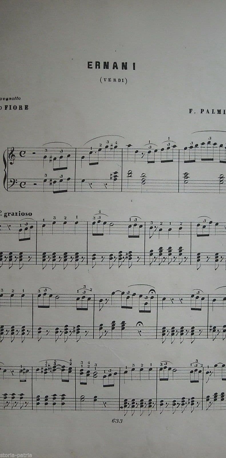 Spartito Antico Ernani, Verdi, Palmieri Napoli, Maddaloni (XIX Secolo)