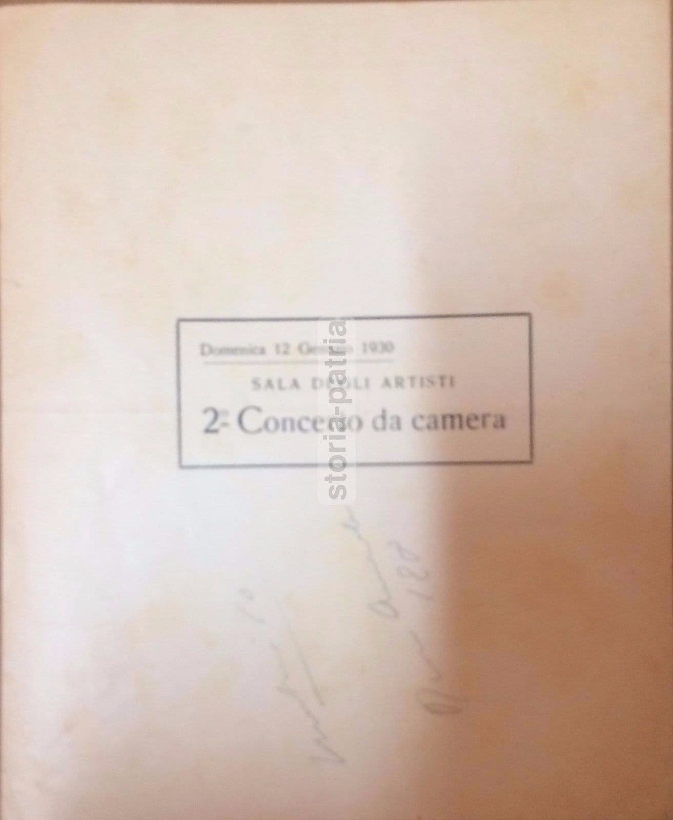 Programma Concerto Quartetto Brosa, Napoli 1929, Associazione Scarlatti