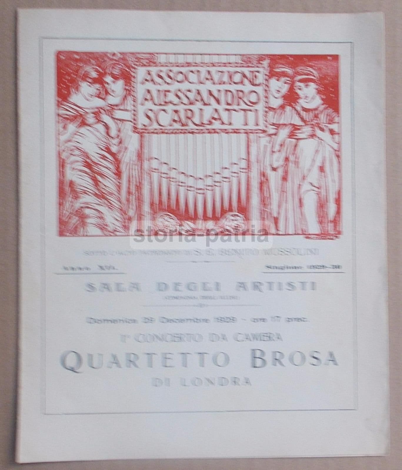 Programma Concerto Quartetto Brosa, Napoli 1929, Associazione Scarlatti