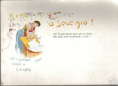 Cartolina Antica 'O Sole Mio, Pietro Scoppetta, Bideri, Napoli, Primo '900