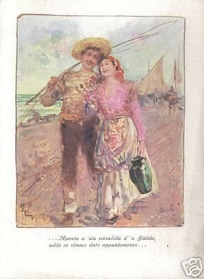 Cartolina Antica 'A Luna d' 'A Gaiola, Pietro Scoppetta, Napoli