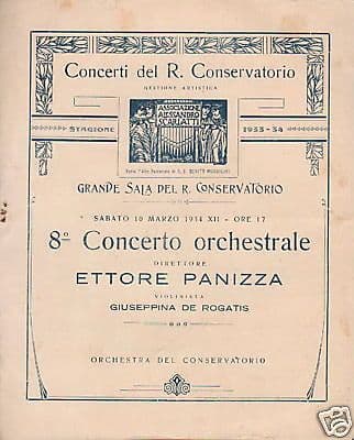 Programma Concerto Ettore Panizza, Napoli 1934, Conservatorio