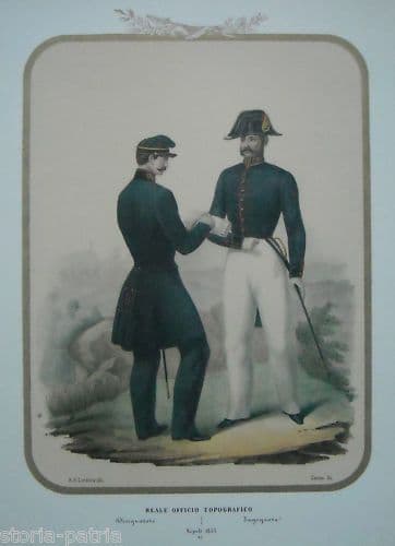 Stampa Uniformi Topografi Borbonici Napoli 1853 Officio Reale