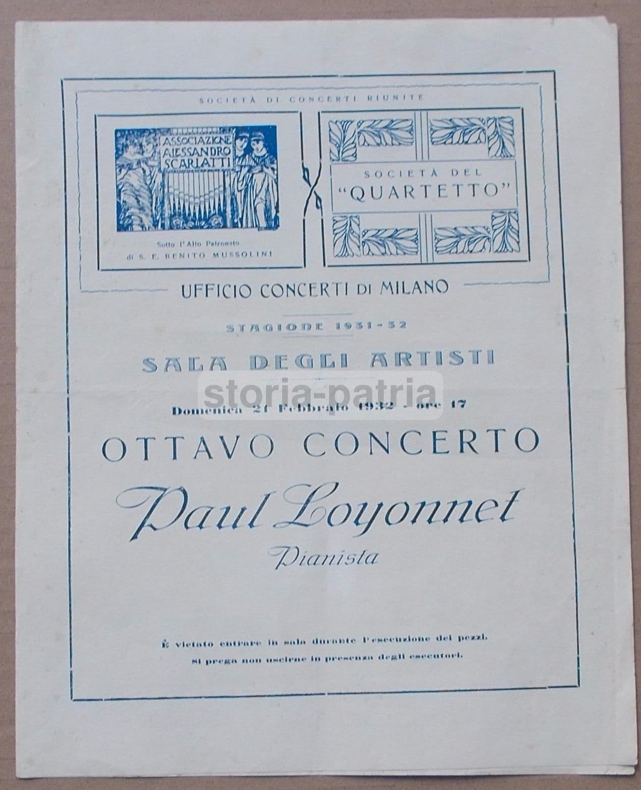 Programma Del Concerto Di Paul Loyonnet, Napoli 1932