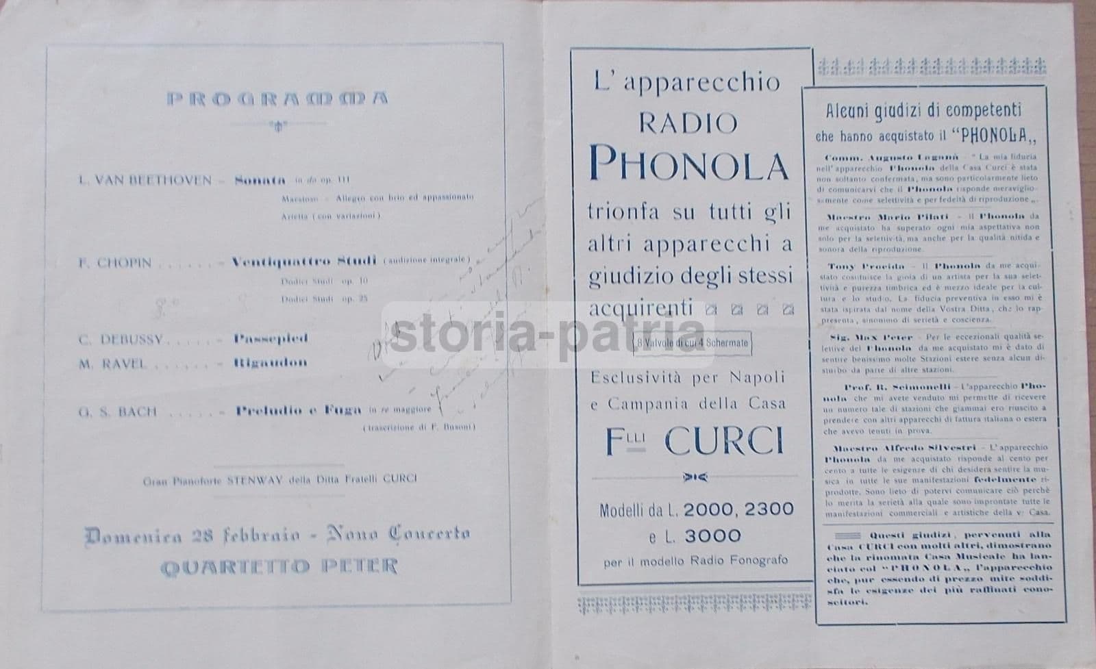 Programma Del Concerto Di Paul Loyonnet, Napoli 1932