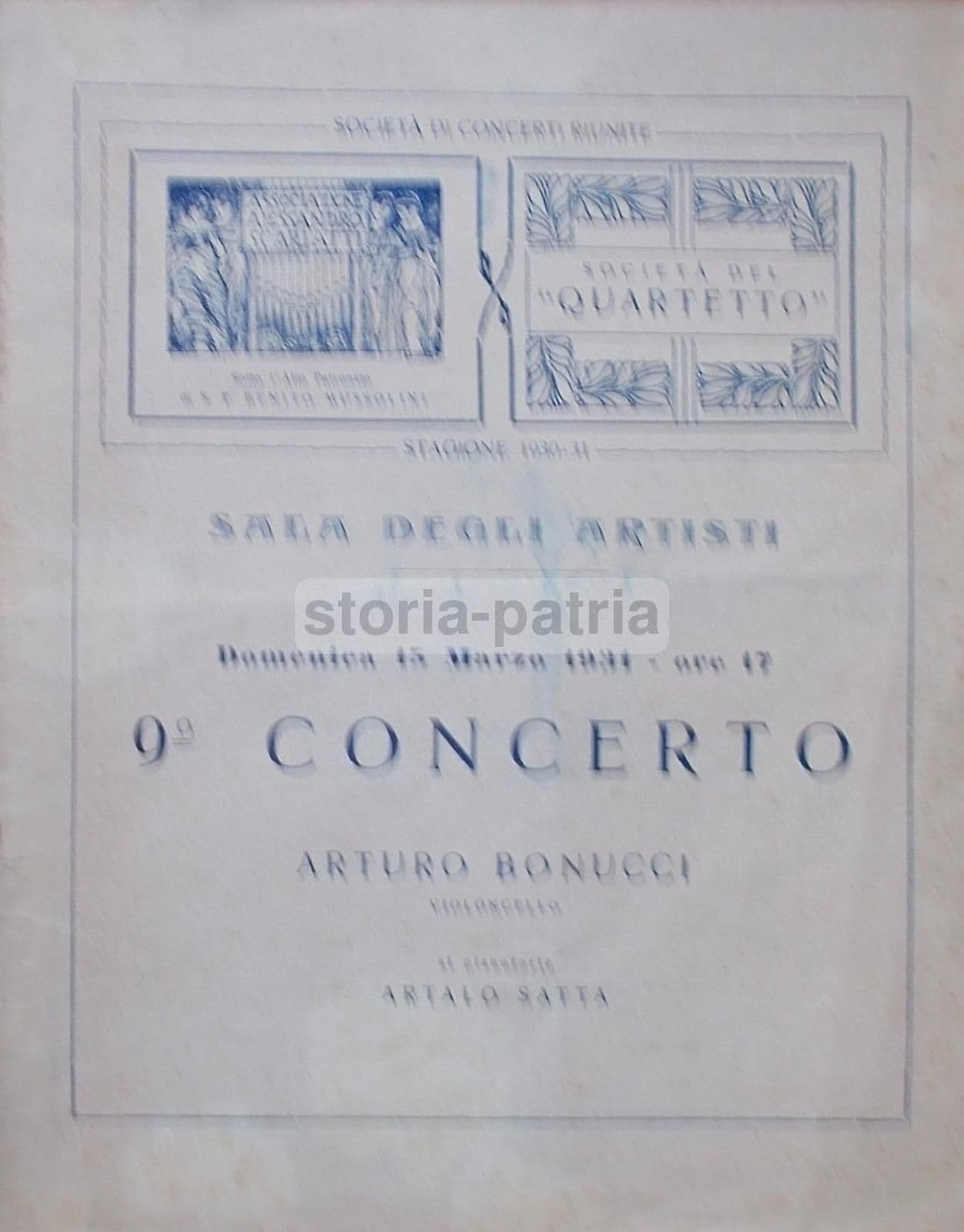 Programma Concerto Bonucci Satta, Napoli 1931, Scarlatti Quartetto