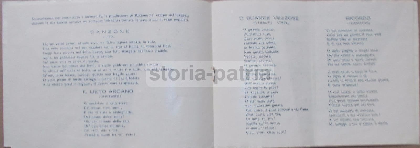 Programma Concerto Brahms Napoli 1951 Associazione Scarlatti