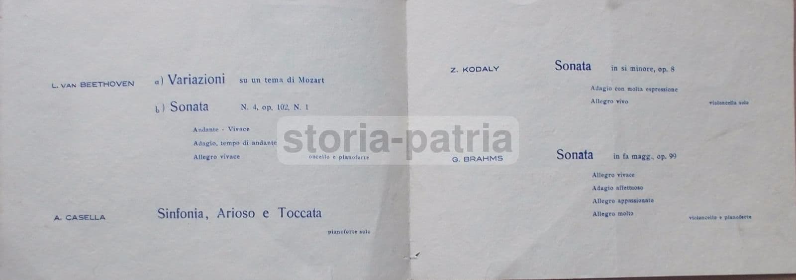 Programma Concerto Amfitheatrof Santoliquido, Napoli 1951, Associazione Scarlatti