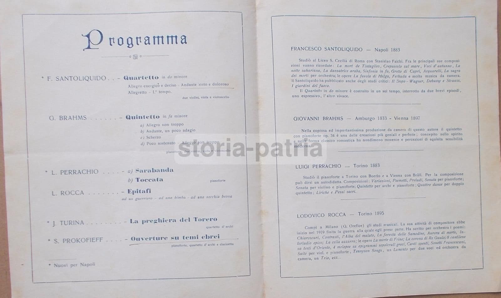 Programma Concerto Associazione Scarlatti Napoli 1930