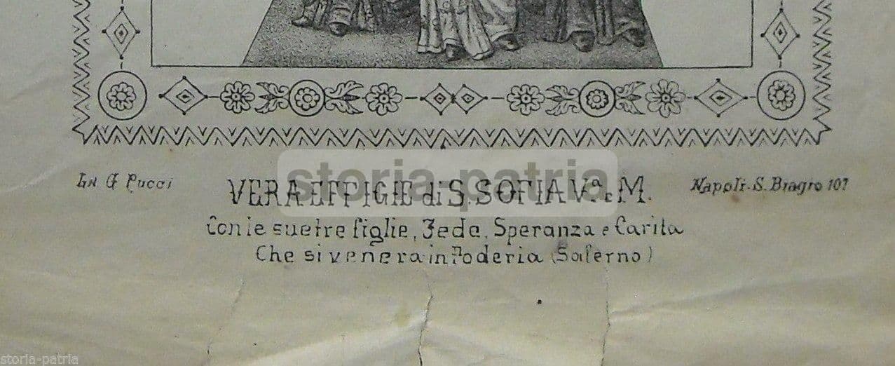 Stampa Antica Santa Sofia Poderia Salerno Litografia Pucci '800