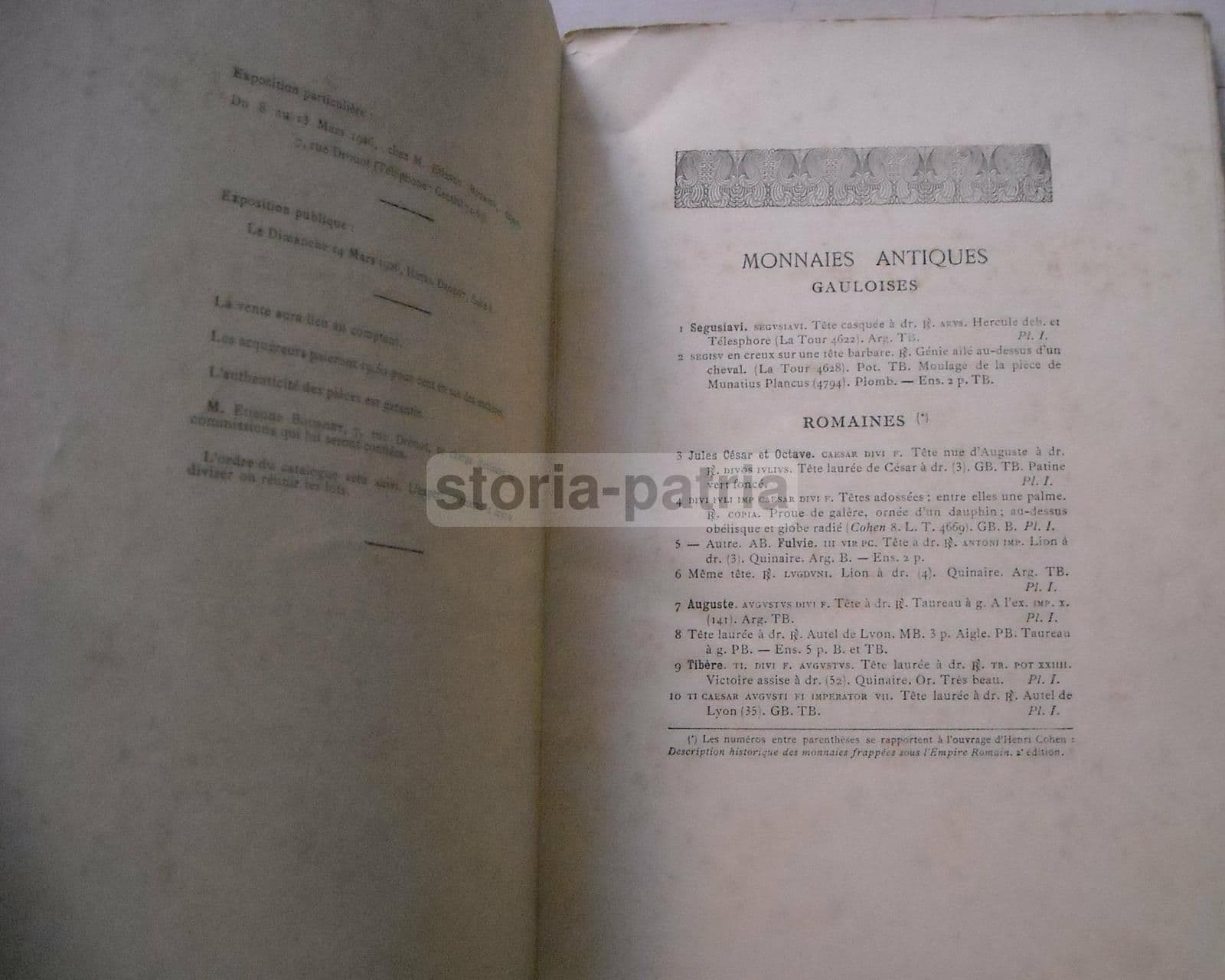 Catalogo d'Asta: Monete Romane E Francesi Di Lione, Collezione Dr. Ernest Poncet, 1926