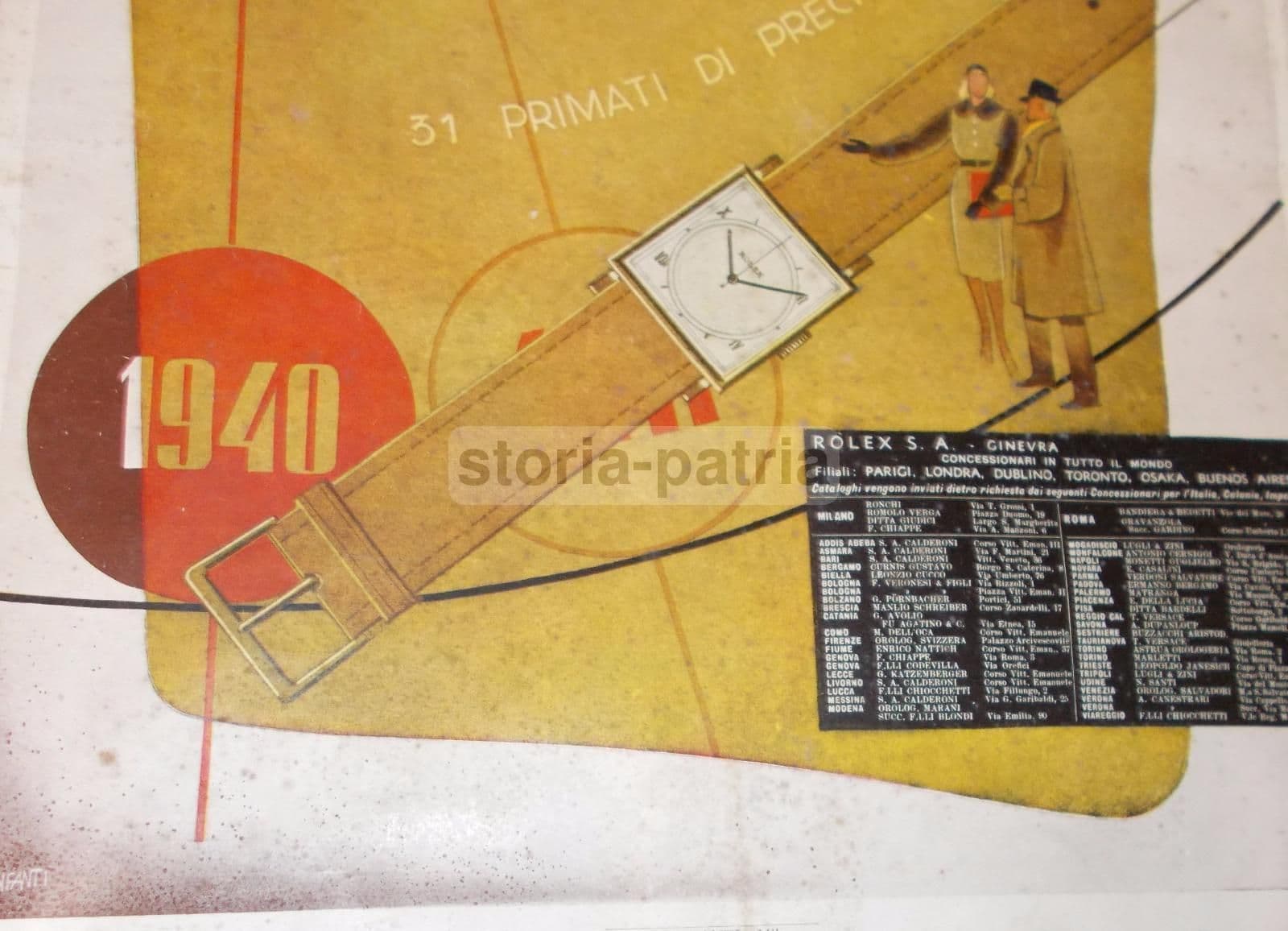 Stampa Pubblicitaria Rolex 1941, Bonfanti Con Clessidra