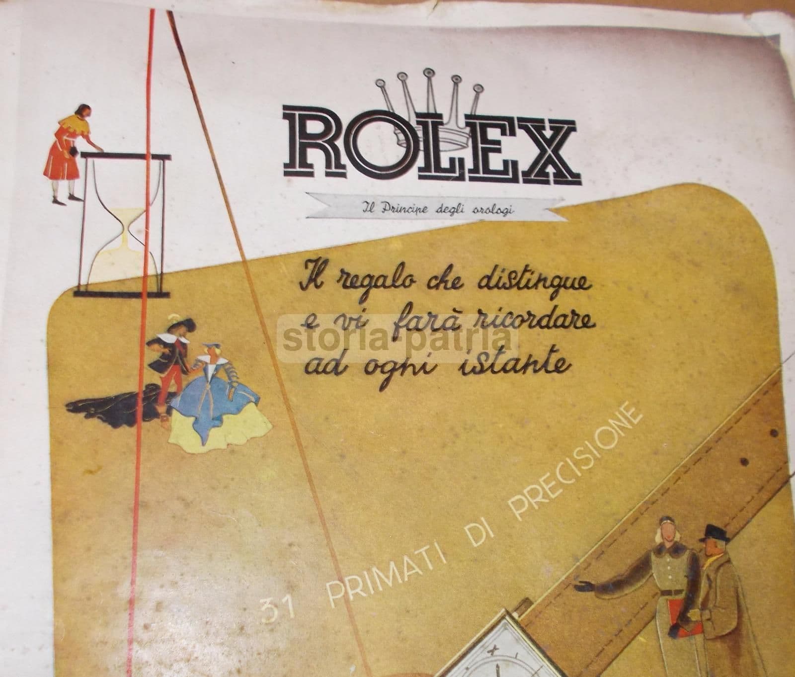 Stampa Pubblicitaria Rolex 1941, Bonfanti Con Clessidra