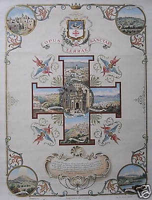 Stampa Cromolitografica Terra Santa, Gerusalemme, Betlemme, Musmeci