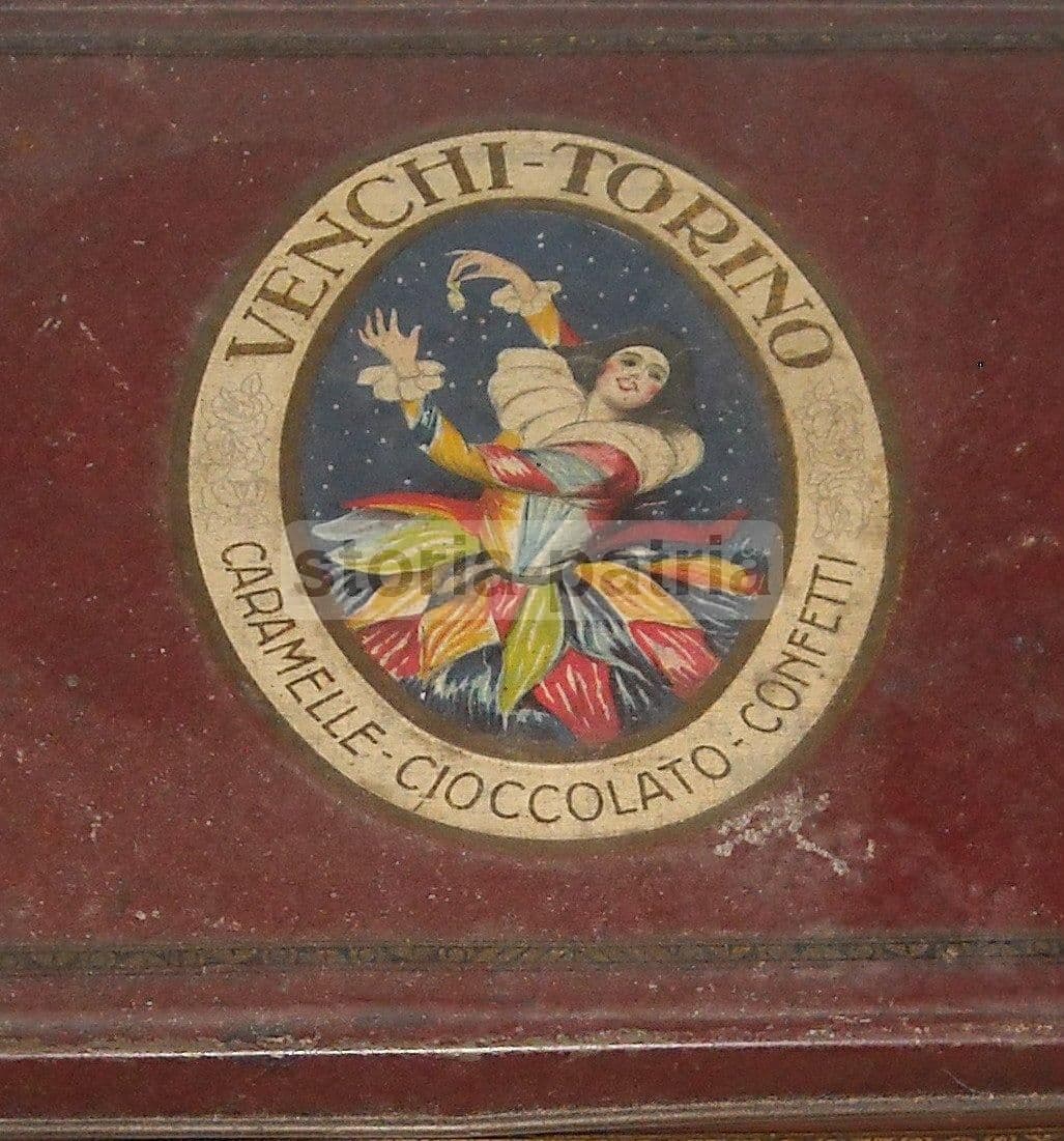 Scatola Pubblicitaria Venchi Torino In Latta Cromolitografata, Anni '30