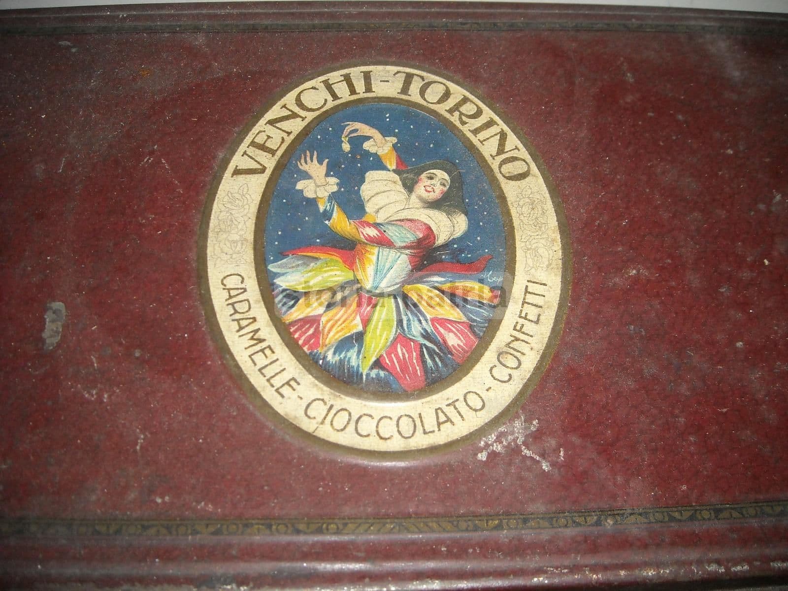 Scatola Pubblicitaria Venchi Torino In Latta Cromolitografata, Anni '30