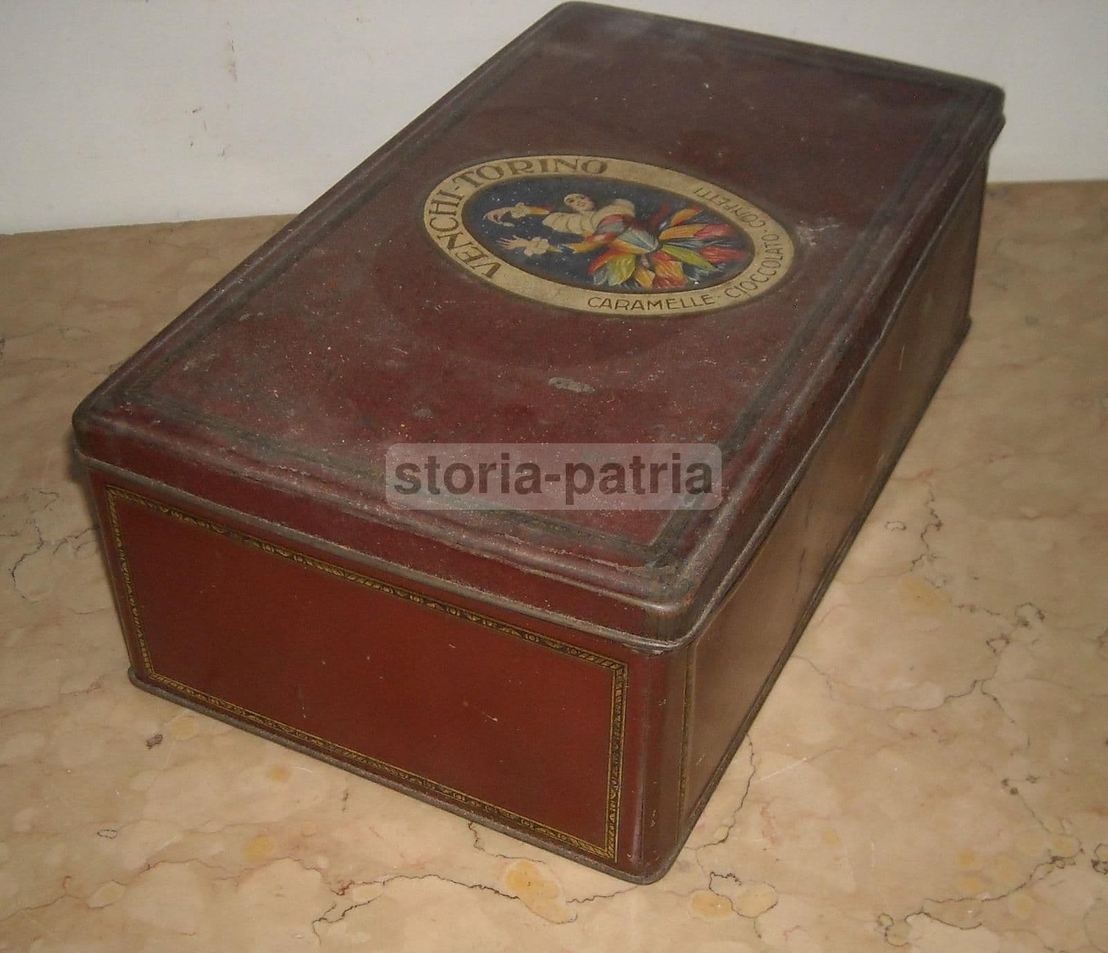 Scatola Pubblicitaria Venchi Torino In Latta Cromolitografata, Anni '30