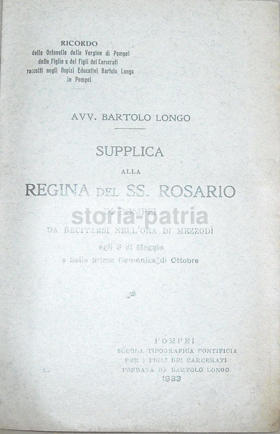 Supplica Regina Rosario Pompei Bartolo Longo 1933 Illustrata