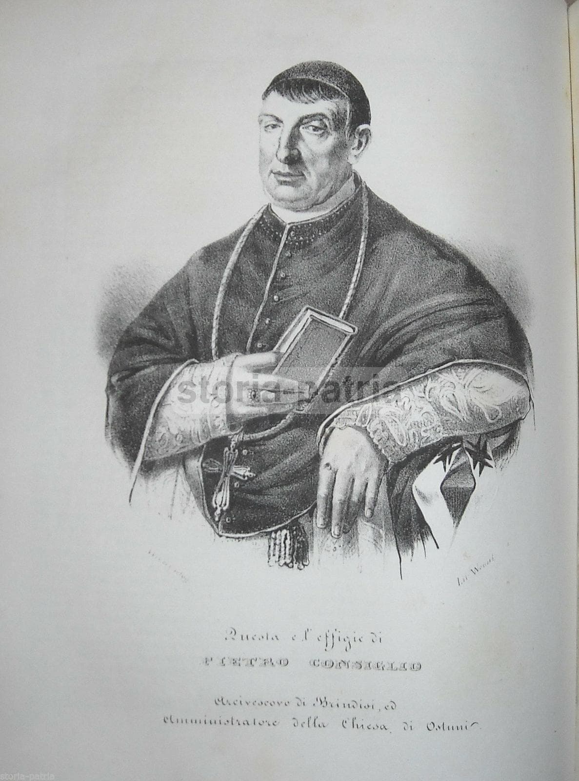 Pietro Consiglio Arcivescovo Brindisi Litografia Wenzel 1840