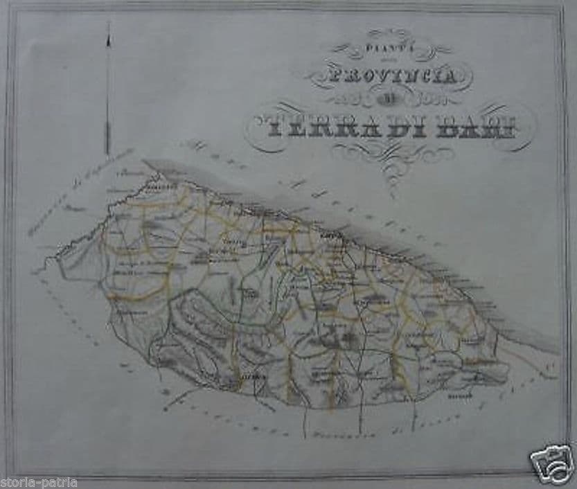 Mappa Antica Della Provincia Di Bari, Gabriello De Sanctis, Metà XIX Secolo