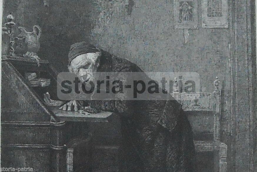 Incisione Originale Antonio Piccinni L'Avaro 1878 Trani Puglia