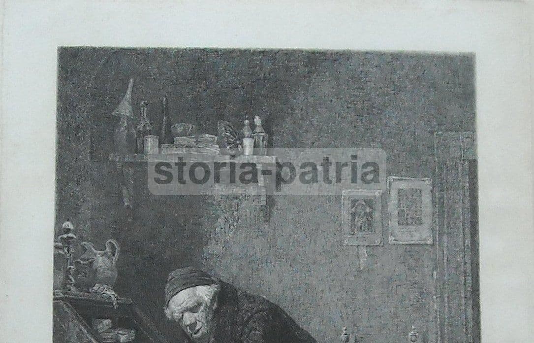 Incisione Originale Antonio Piccinni L'Avaro 1878 Trani Puglia