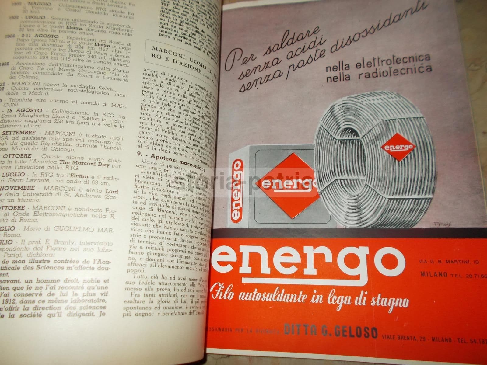 L'Antenna 1947: Cinquantenario Marconi, Radiotecnica E Valvole