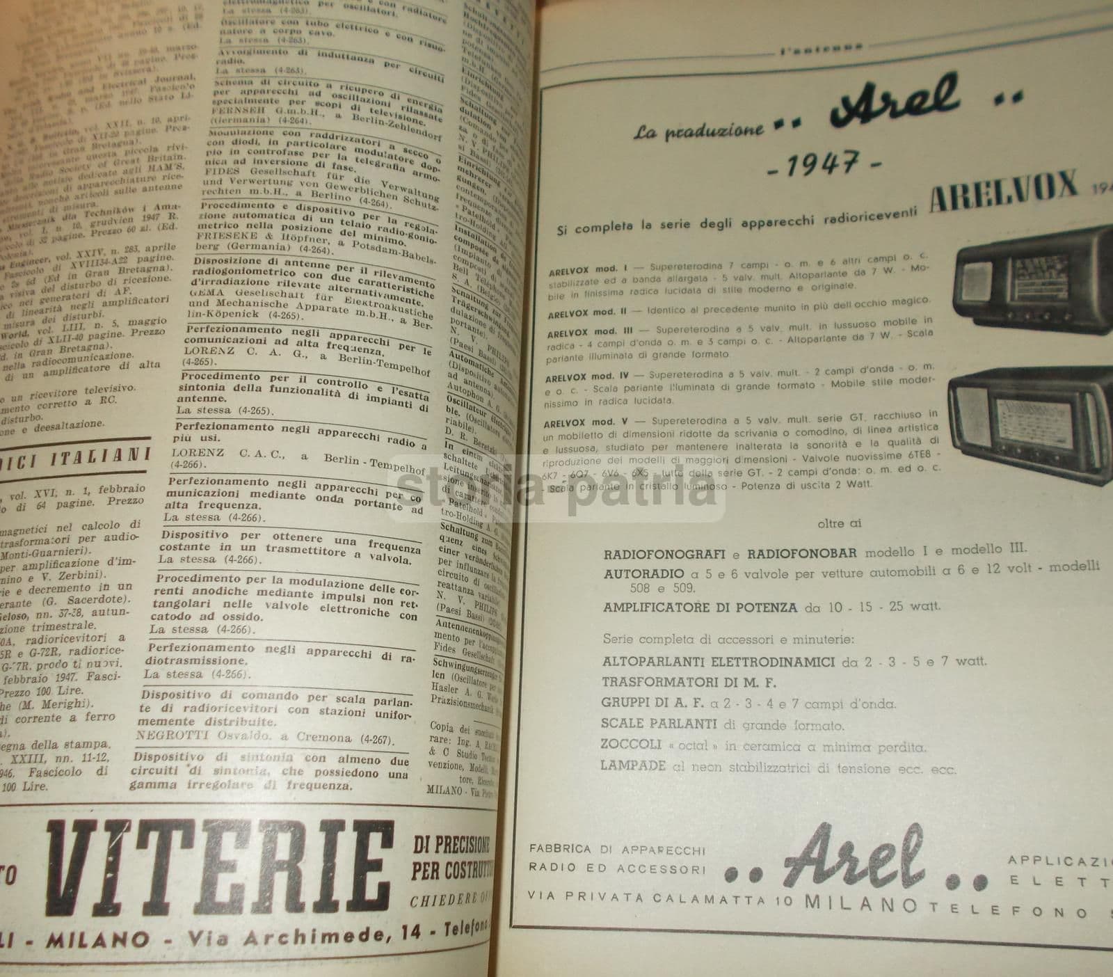 L'Antenna 1947: Cinquantenario Marconi, Radiotecnica E Valvole