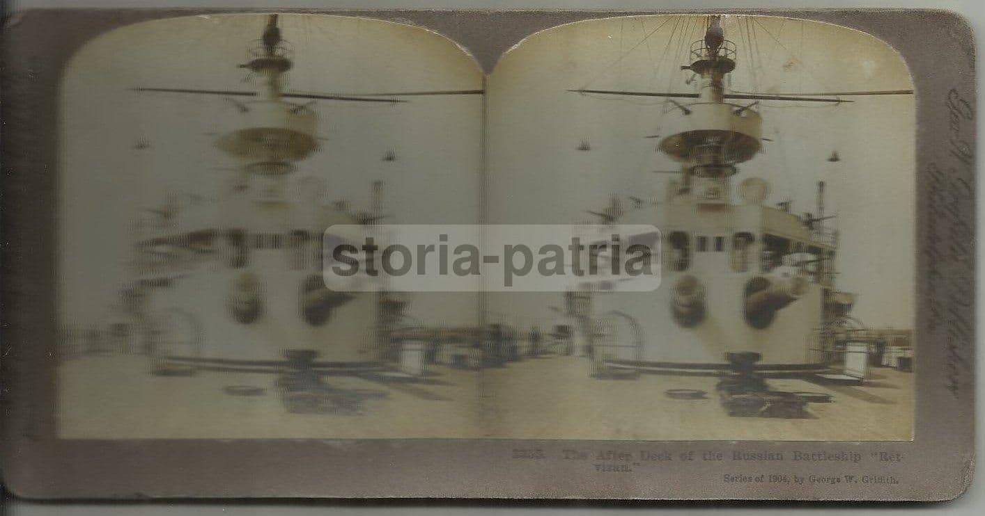 Fotografia Stereo Della Corazzata Russa Retvizan, Griffith & Griffith, 1904