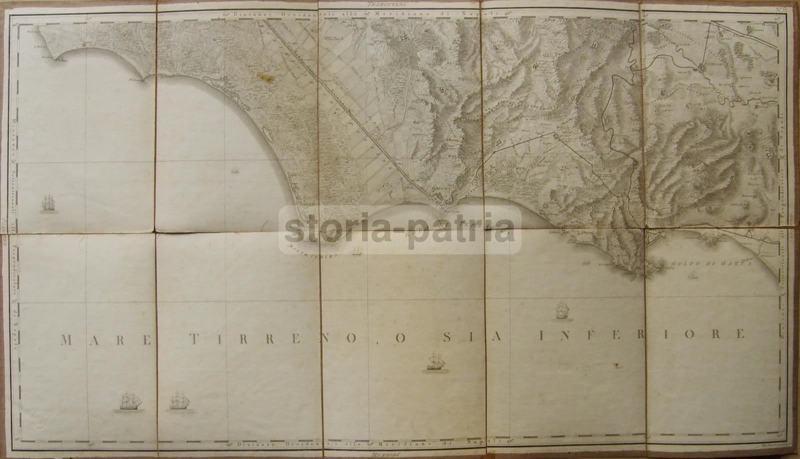 Mappa Antica Rizzi Zannoni 1804 Gaeta Formia Nettuno Circeo