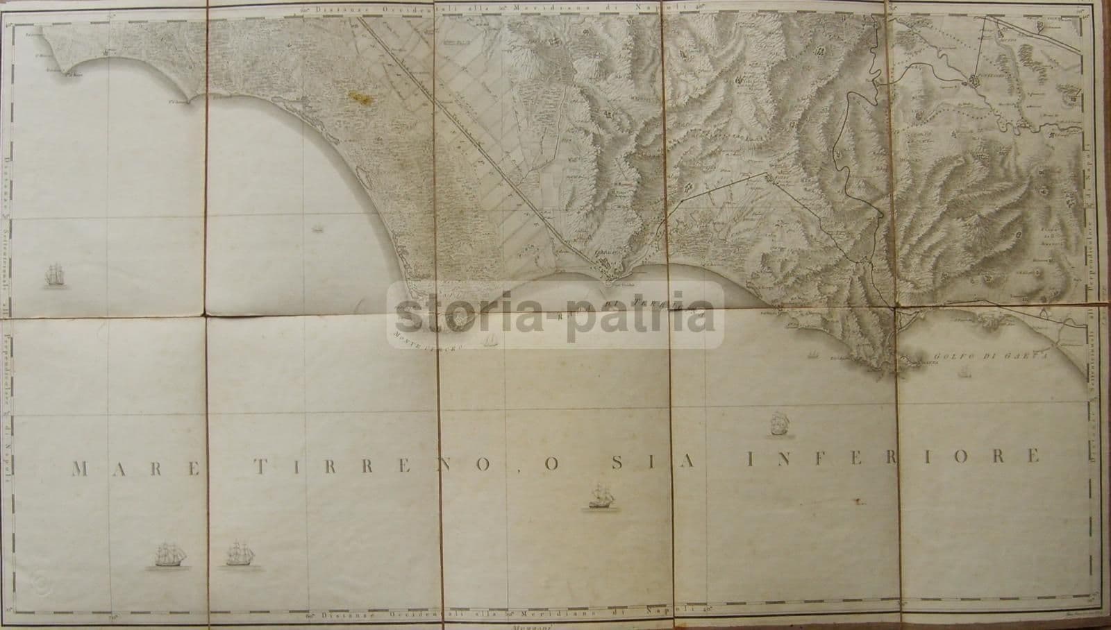 Mappa Antica Rizzi Zannoni 1804 Gaeta Formia Nettuno Circeo