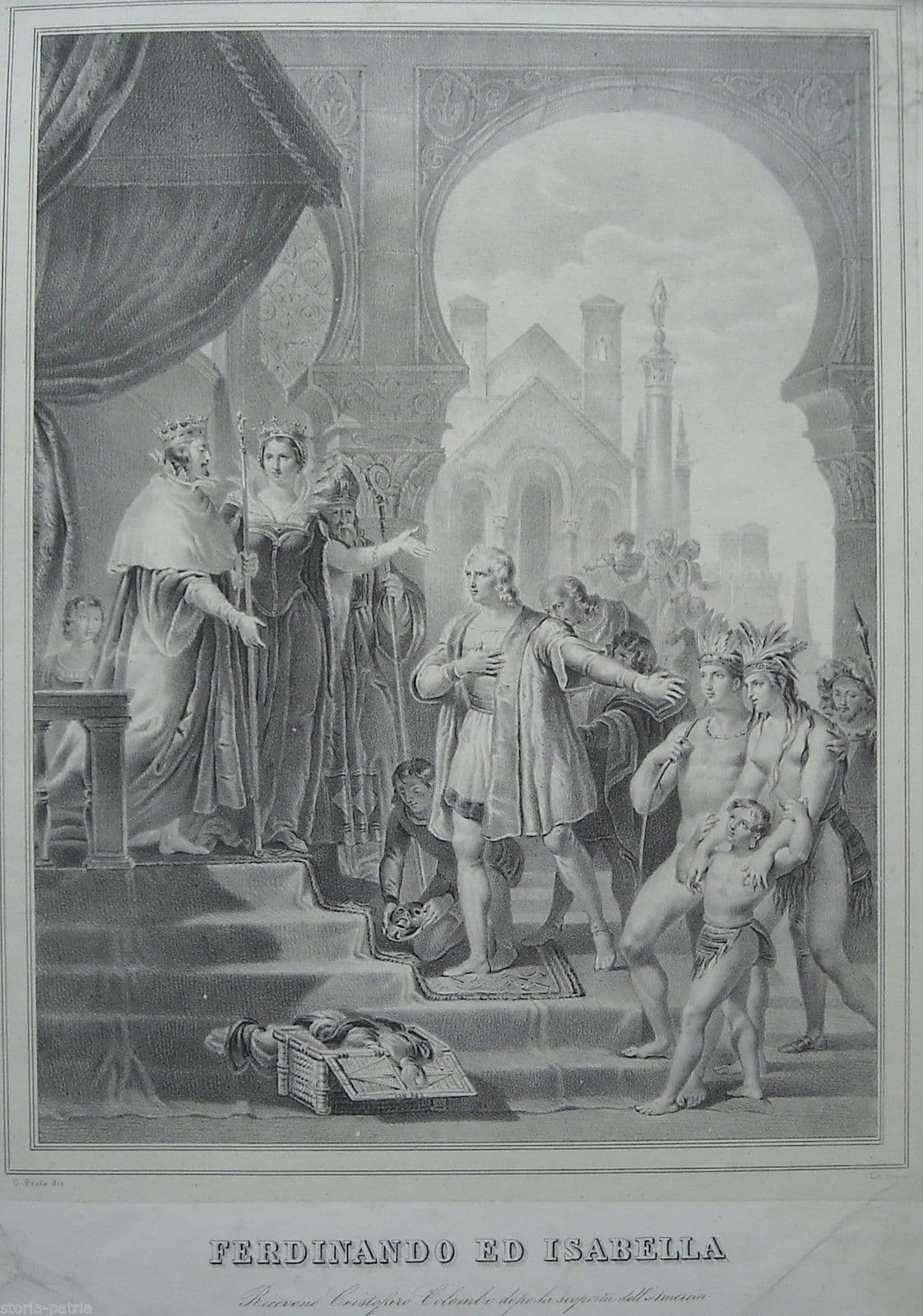 Stampa Colombo Da Ferdinando E Isabella, Regno Di Napoli, 1850