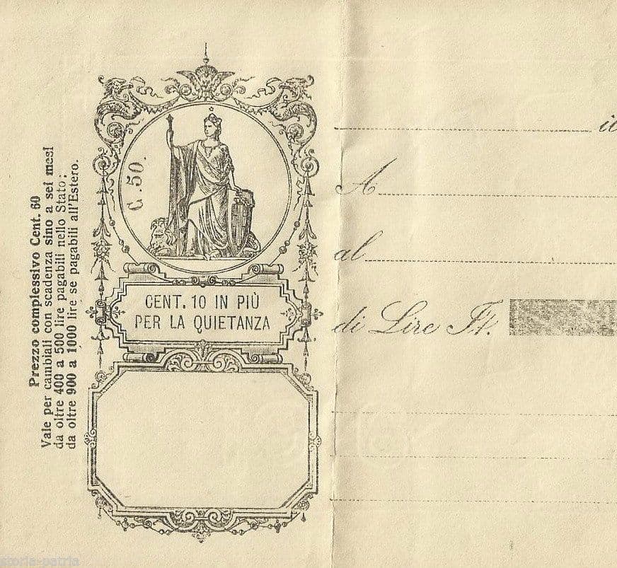 Cambiale Regno d'Italia 1916 Filigranata Con Stemma Savoia