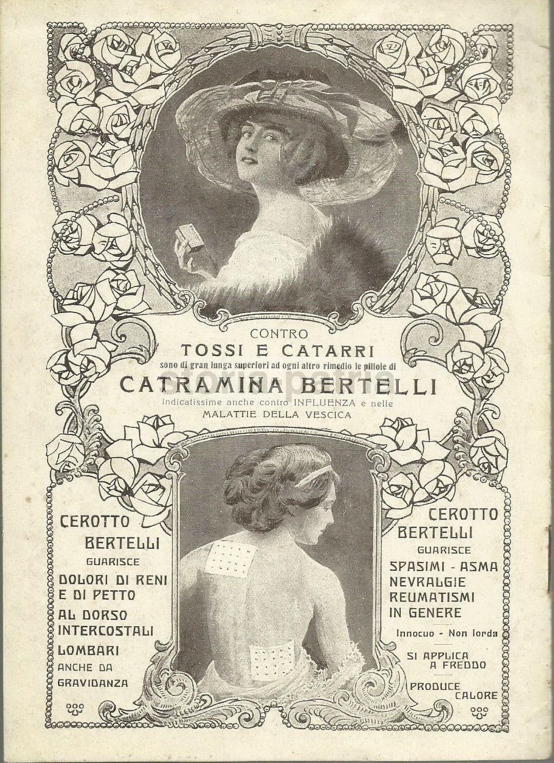 Carducci: Nuove Poesie. Pubblicità Bertelli Profumeria Liberty, 1900