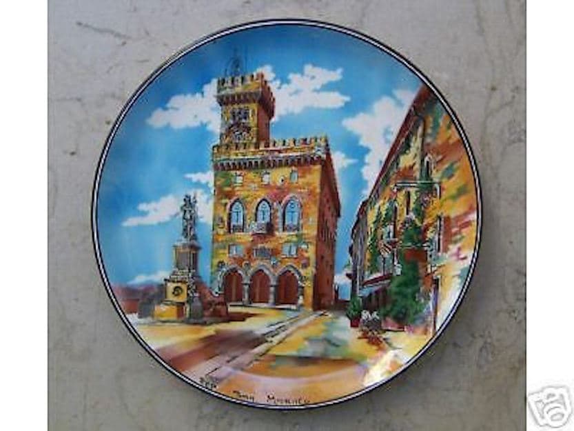 Piatto In Ceramica Titano, Veduta Di Piazza Storica, San Marino, XX Secolo