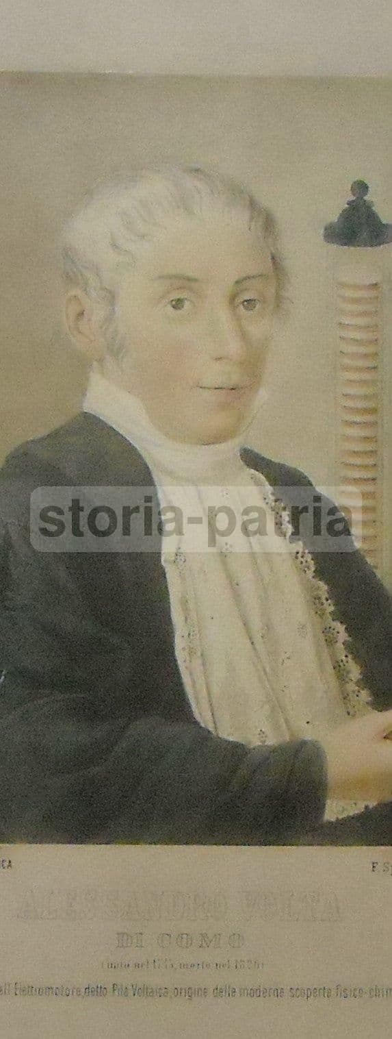 Ritratto Di Alessandro Volta Con La Pila Voltaica, Stampa Fotografica Colorata A Mano, Fine '800