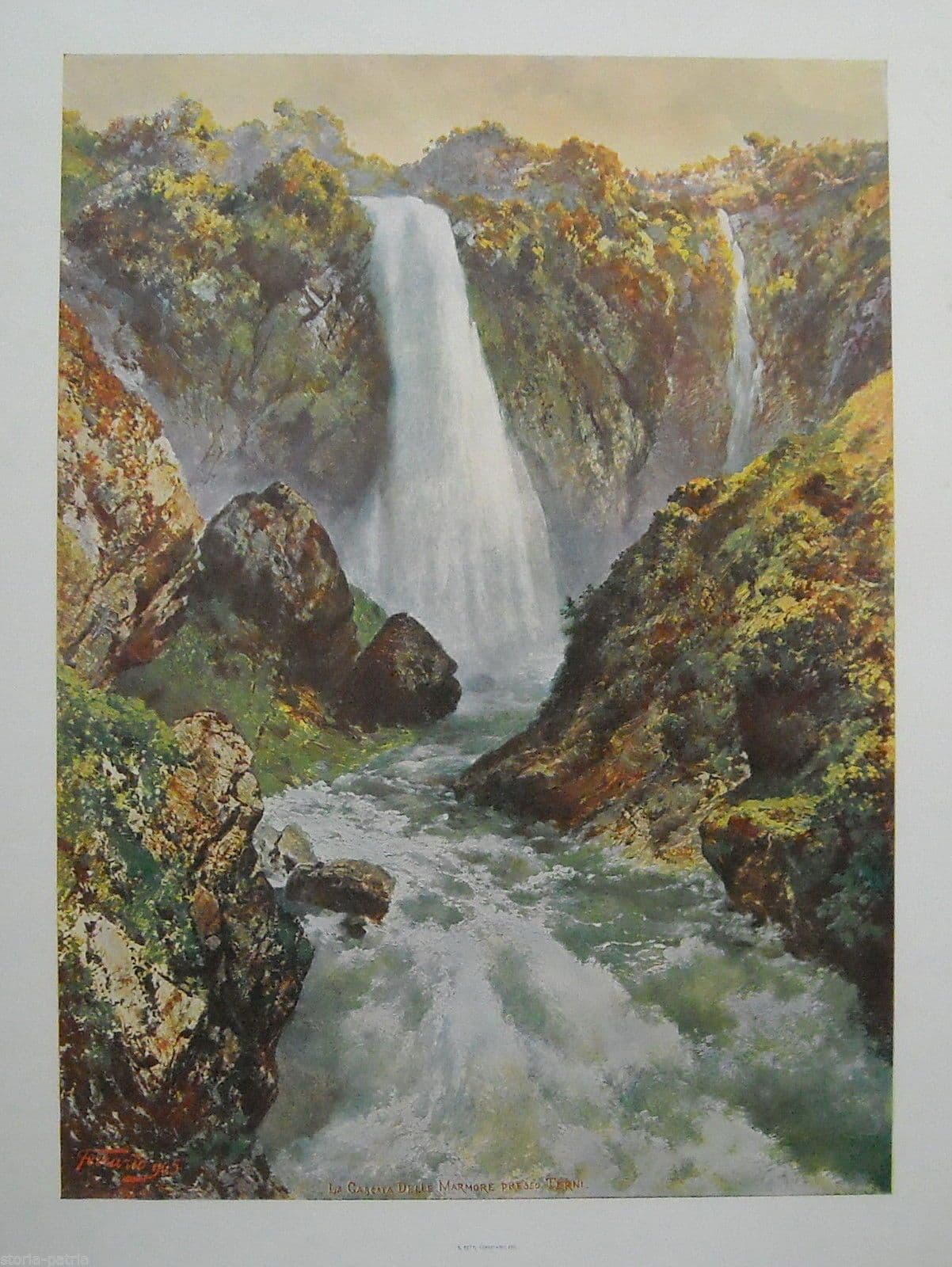 Stampa Antica Cascata Delle Marmore Presso Terni, Carlo Ferrario, 1905