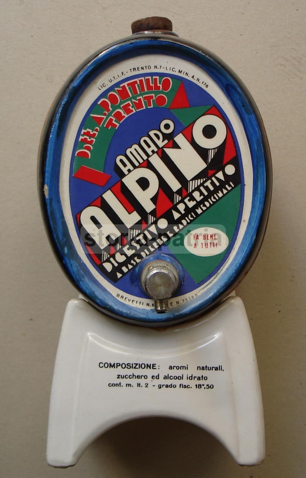 Botte In Ceramica Amaro Alpino Pontillo Trento Anni '30 '40 Futurista