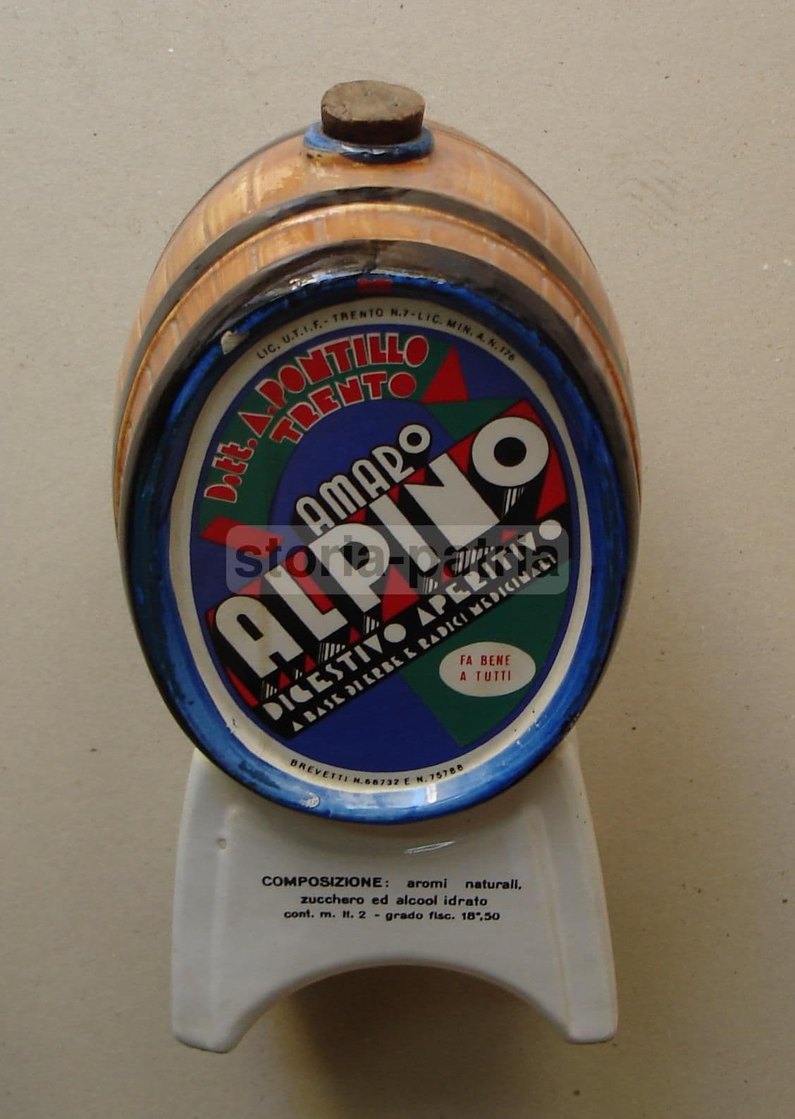 Botte In Ceramica Amaro Alpino Pontillo Trento Anni '30 '40 Futurista