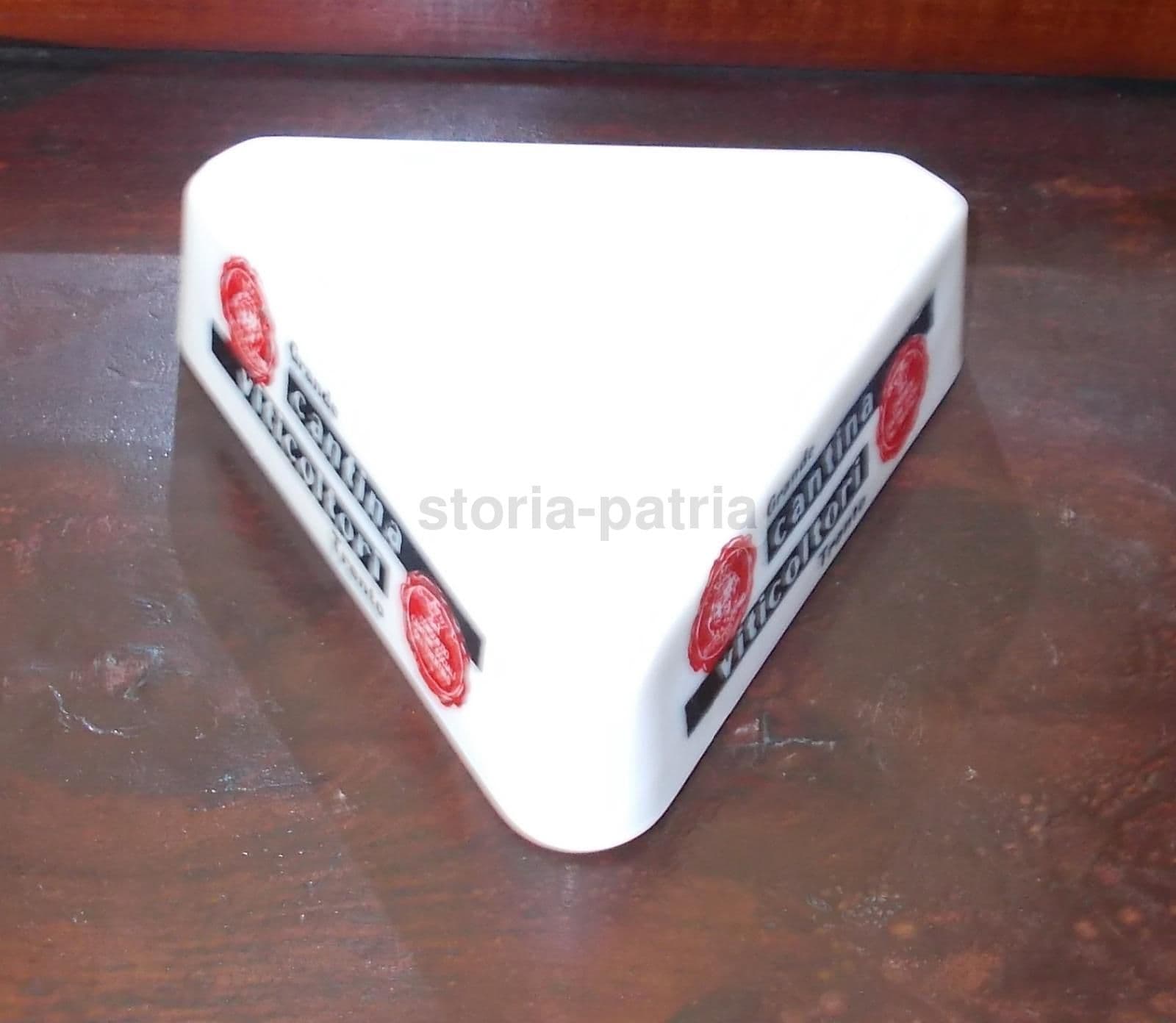 Soprammobile Pubblicitario Cantina Viticoltori Trento In Vetro, Anni 50